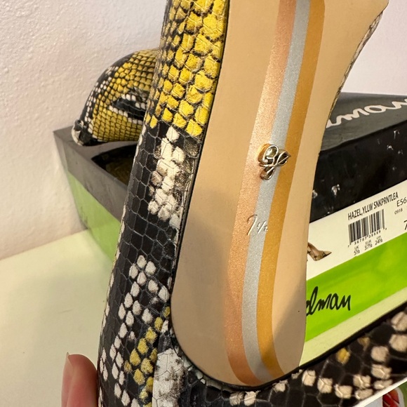 Sam Edelman Black and Yellow Snake Print Heels - Picture 4 of 9